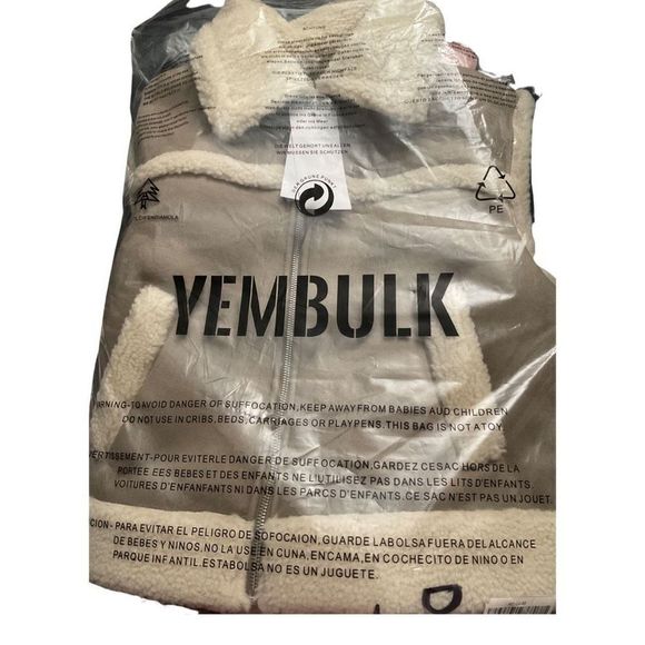 YEMBULK Patchwork Faux Sherpa Lined, Faux Lambs Coat, Short Length, Size M - Picture 8 of 8